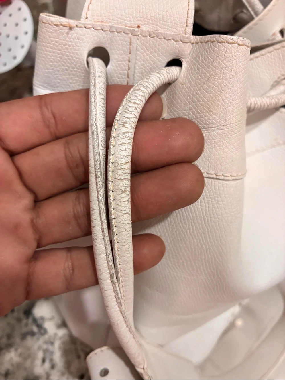 Salvatore Ferragamo White Leather Drawstring Hobo